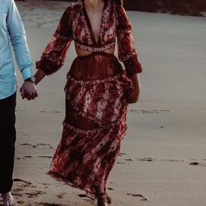 Cutoff maxi dress WORN ONCE, ruffle, romantic beautiful dress.